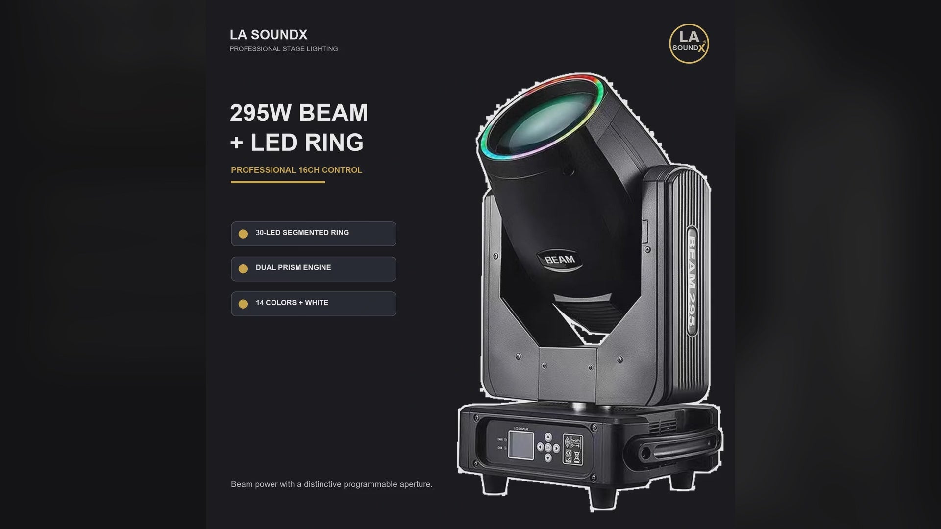 LA SOUNDX 295W Beam Moving Head with LED Ring product video delivery 005