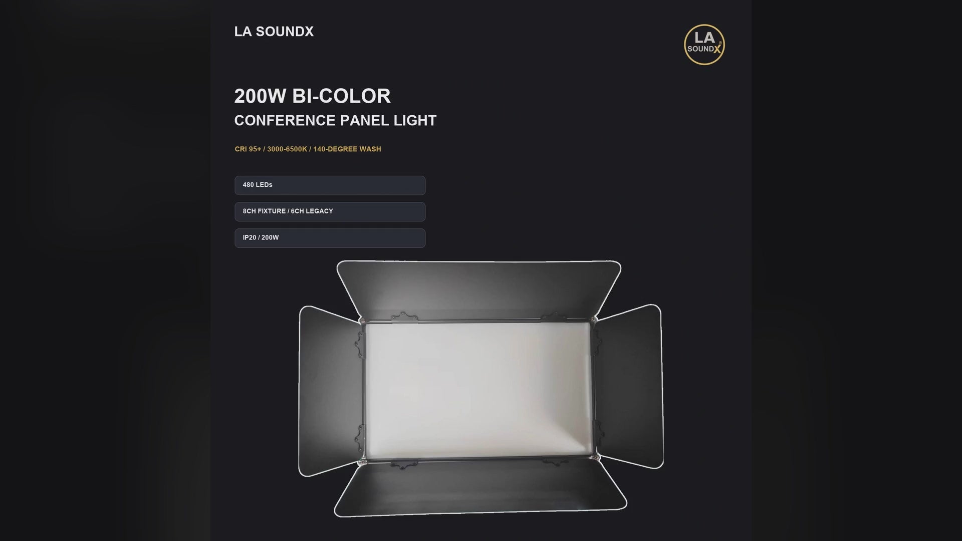 LA SOUNDX 200W bi-color conference / studio panel light product video delivery 041