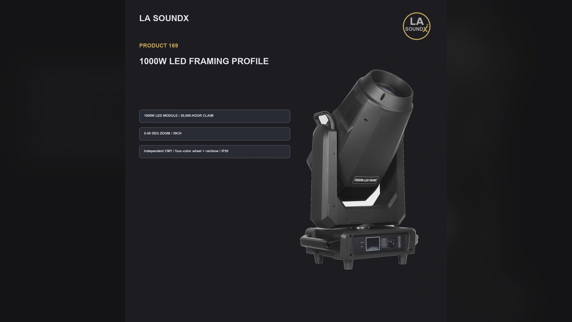 LA SOUNDX 1000W LED Framing Profile Moving Head product video 01 delivery 169