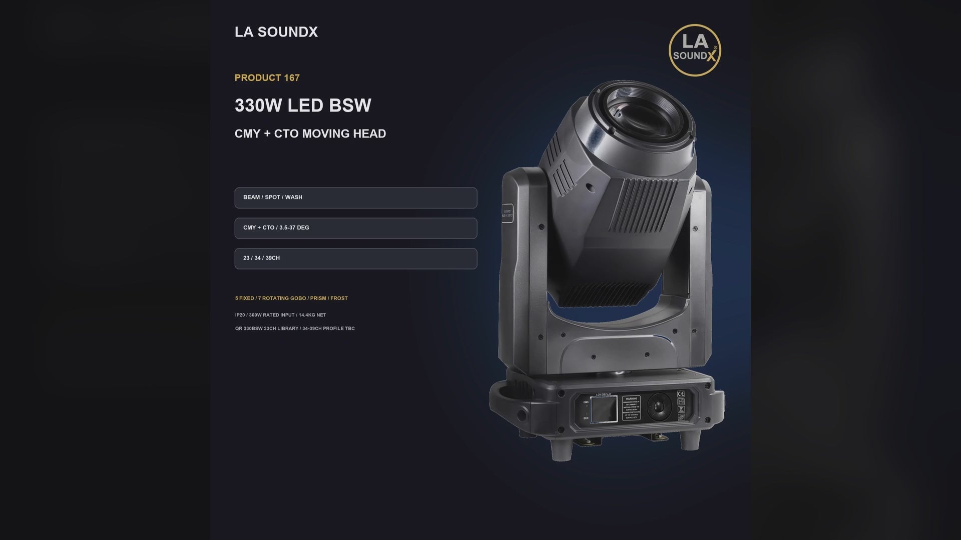 LA SOUNDX 330W LED BSW 3 in 1 Moving Head product video 01 delivery 167