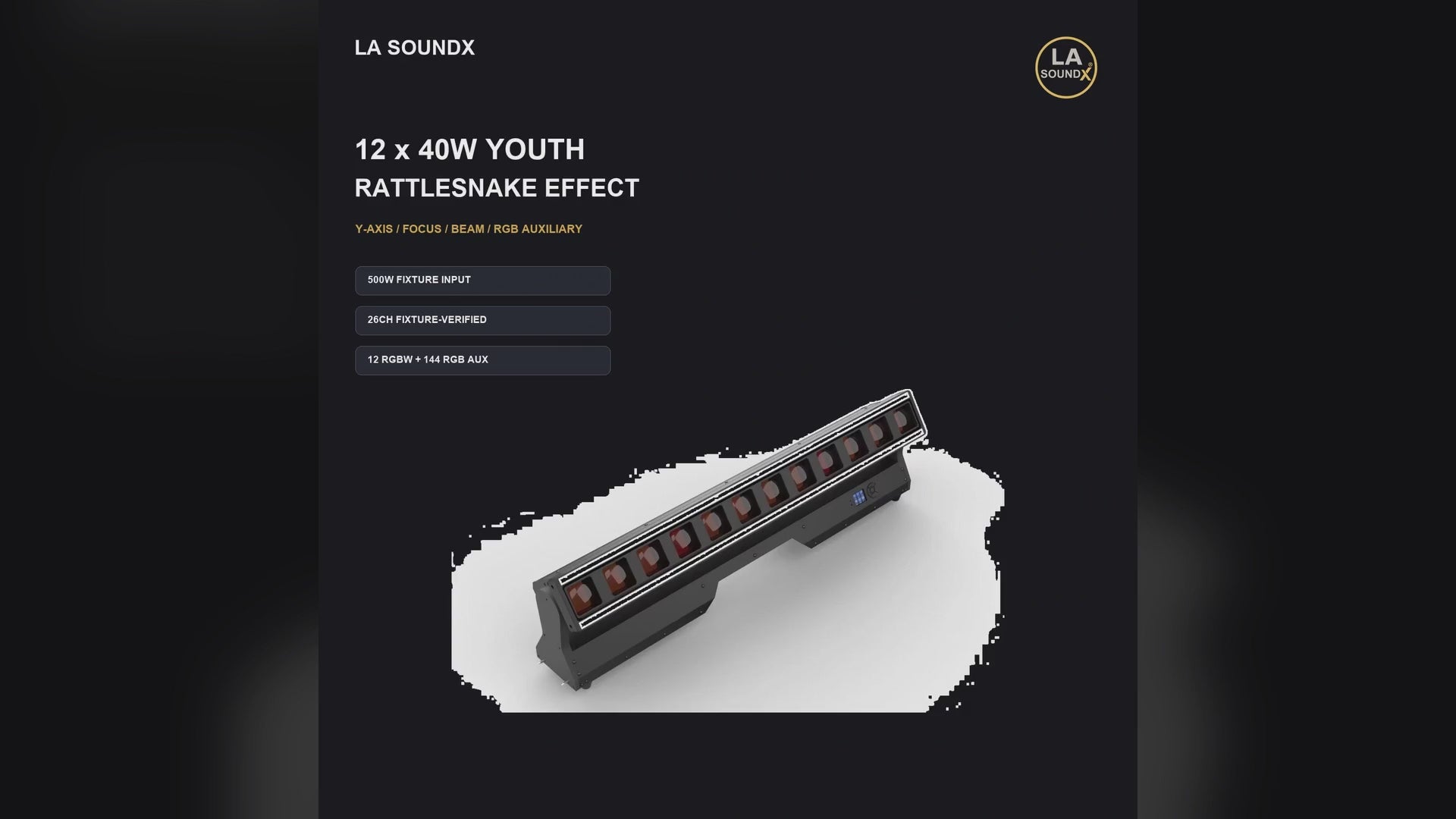 LA SOUNDX 12 x 40W Youth Rattlesnake Creative Effect Light product video delivery 030