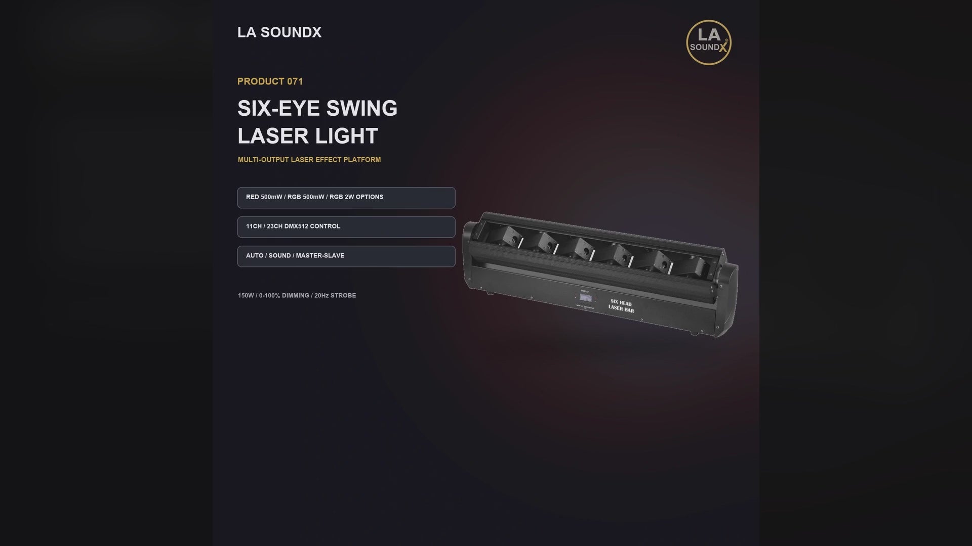 LA SOUNDX Six Eye Swing Laser Light product video delivery 071