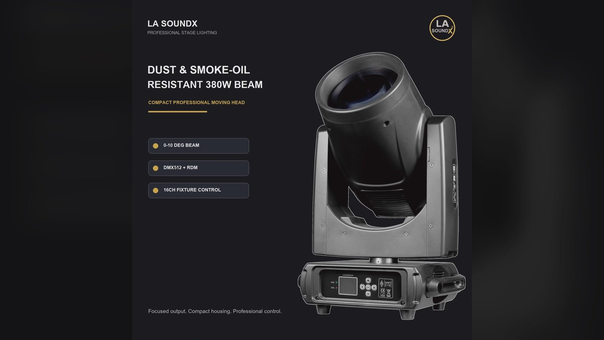 LA SOUNDX Dust and Smoke-Oil Resistant 380W Moving Head Beam Light product video delivery 010
