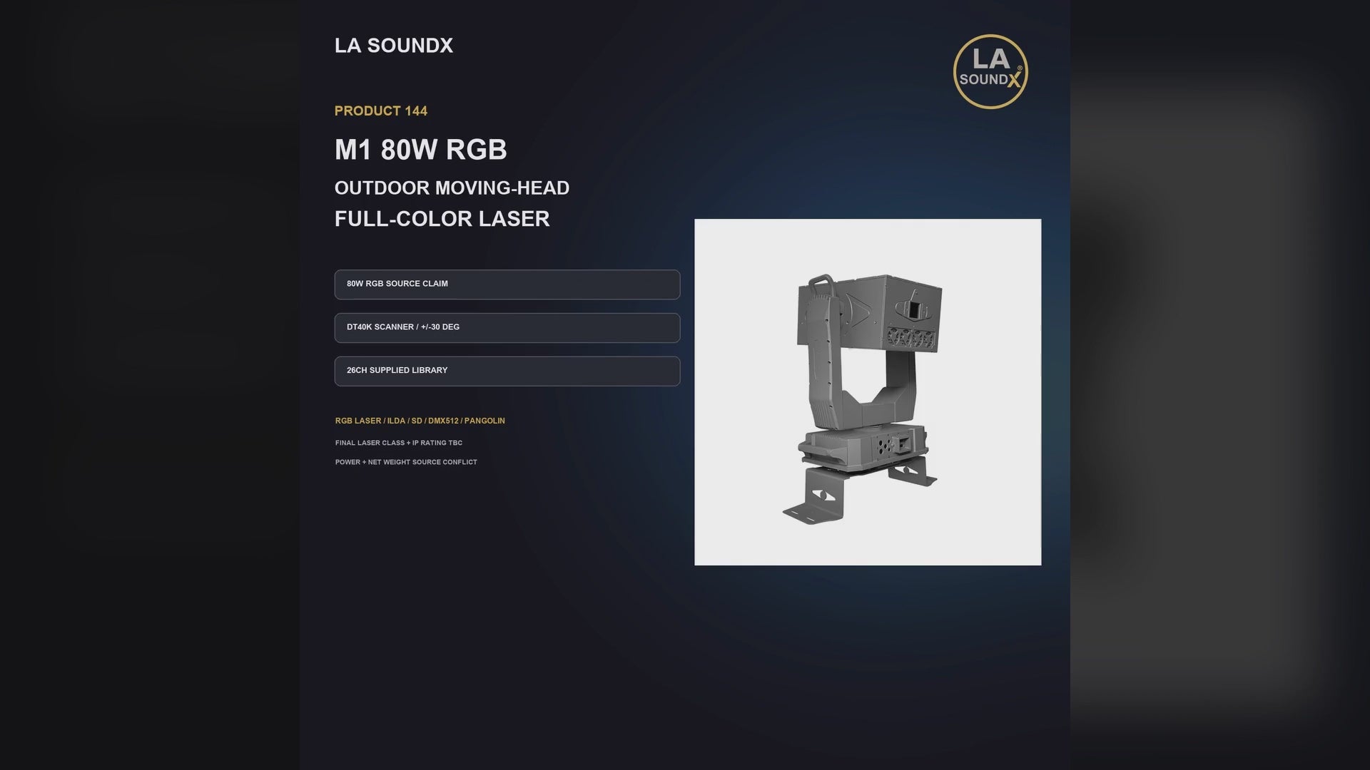 LA SOUNDX M1 80W RGB Outdoor Moving Head Laser product video 01 delivery 144