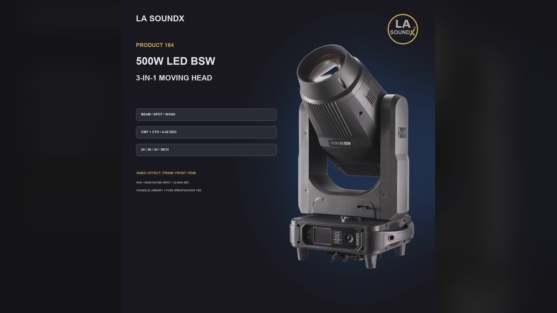 LA SOUNDX 500W LED BSW 3 in 1 Moving Head product video 01 delivery 164